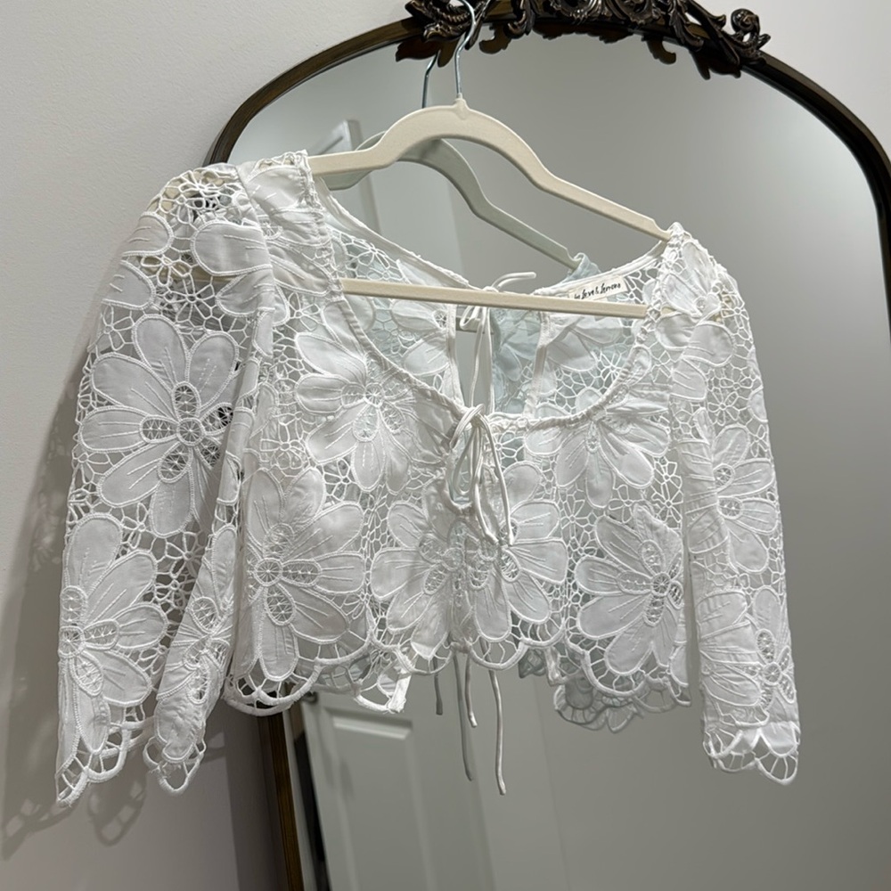 For Love & Lemons Malika Crop Top in White XS NEW MSRP $153